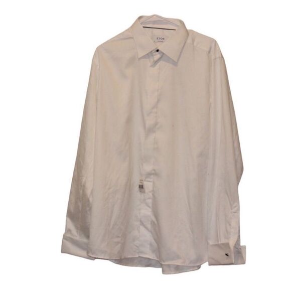 Eton White 100% Cotton Classic Button-Up Shirt Men’s 44  17.5 - Picture 1 of 10